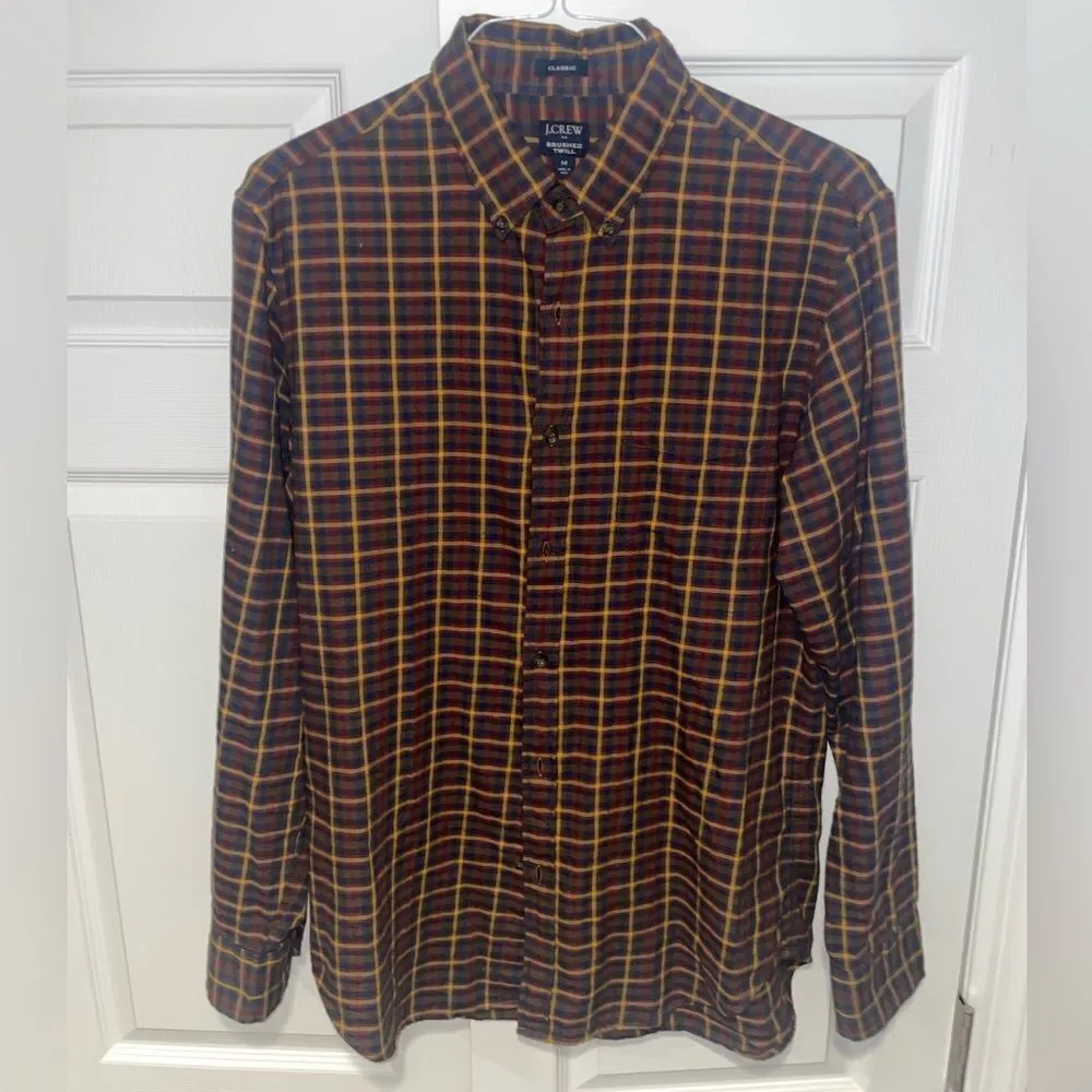 J Crew Brushed Twill Classic Men’s Button Down Shirt Size M